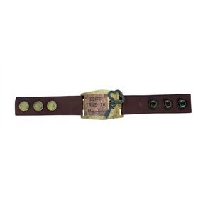 Brown Leather Bracelet with Gold Accents Being True To Me Is Key Plaque